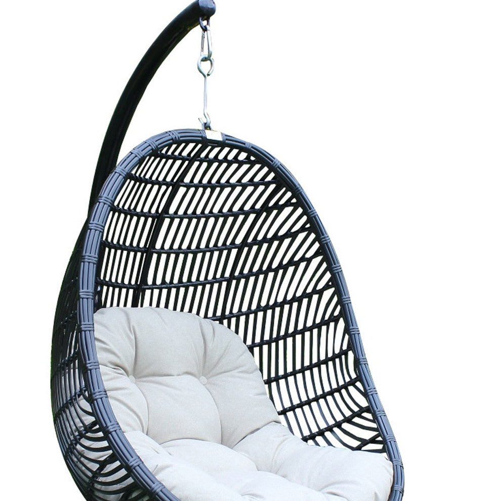 Beige Aluminum Outdoor Swing Chair with Beige Cushion By Homeroots | Outdoor Chairs | Modishstore - 5