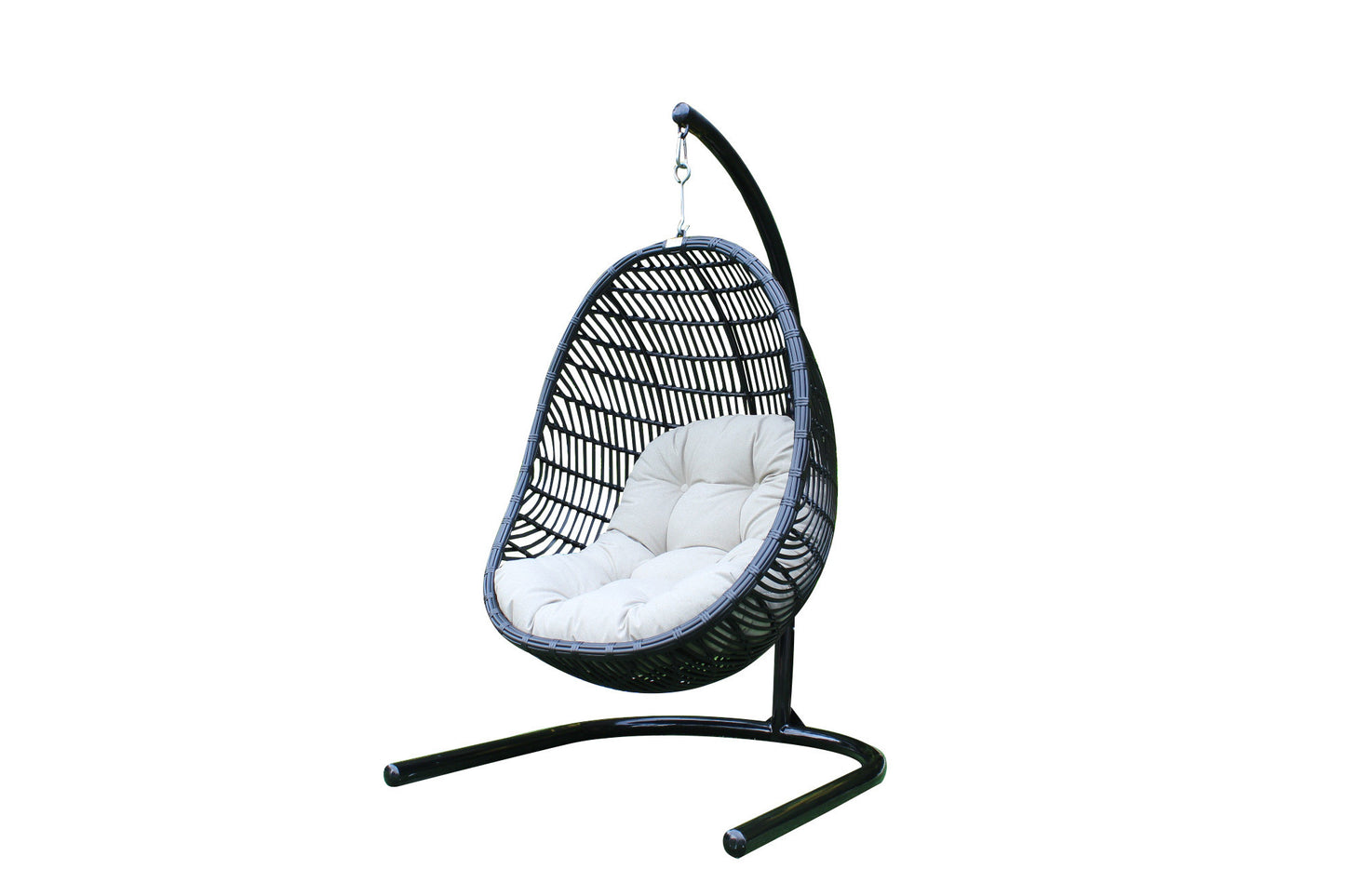 Beige Aluminum Outdoor Swing Chair with Beige Cushion By Homeroots | Outdoor Chairs | Modishstore - 3