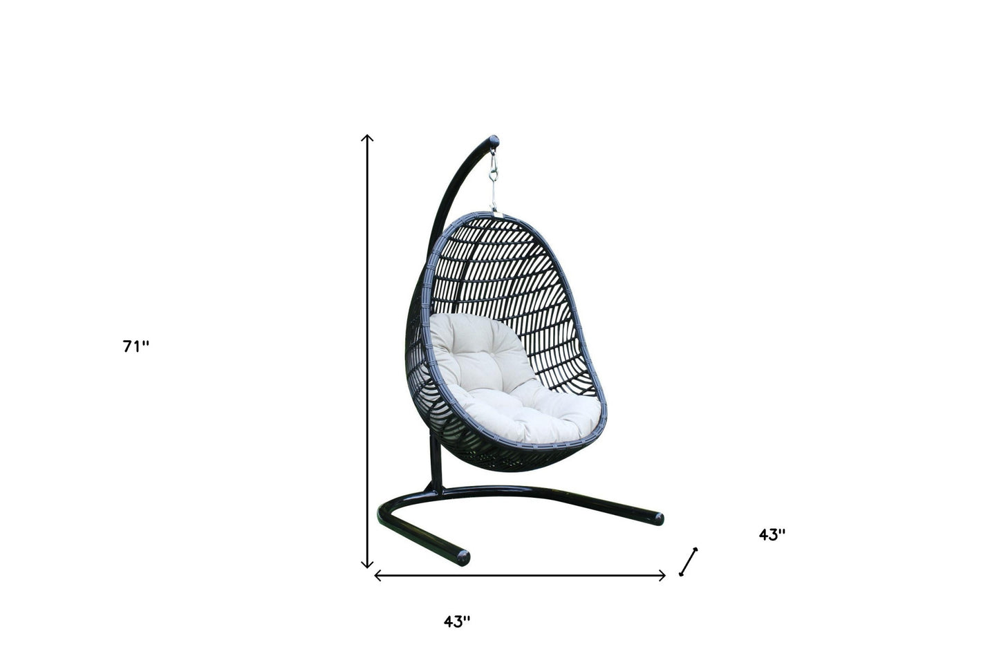 Beige Aluminum Outdoor Swing Chair with Beige Cushion By Homeroots | Outdoor Chairs | Modishstore - 6