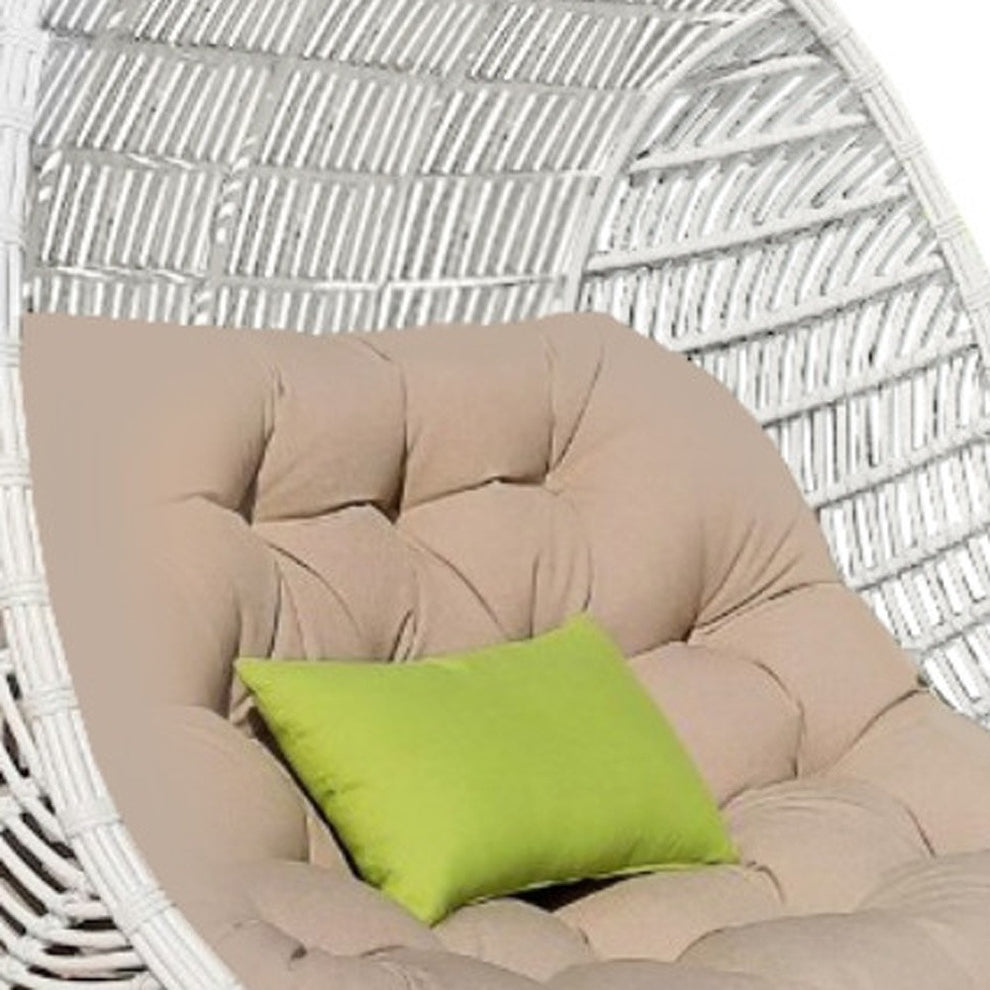 Beige and White Metal Indoor Outdoor Swing Chair with Beige Cushion By Homeroots | Outdoor Chairs | Modishstore - 5