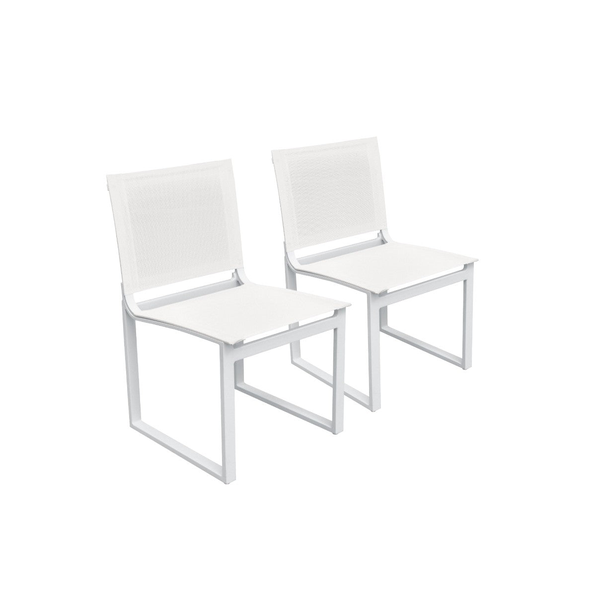 Set of Two White Aluminum Indoor Outdoor Dining Chair By Homeroots | Outdoor Chairs | Modishstore - 5