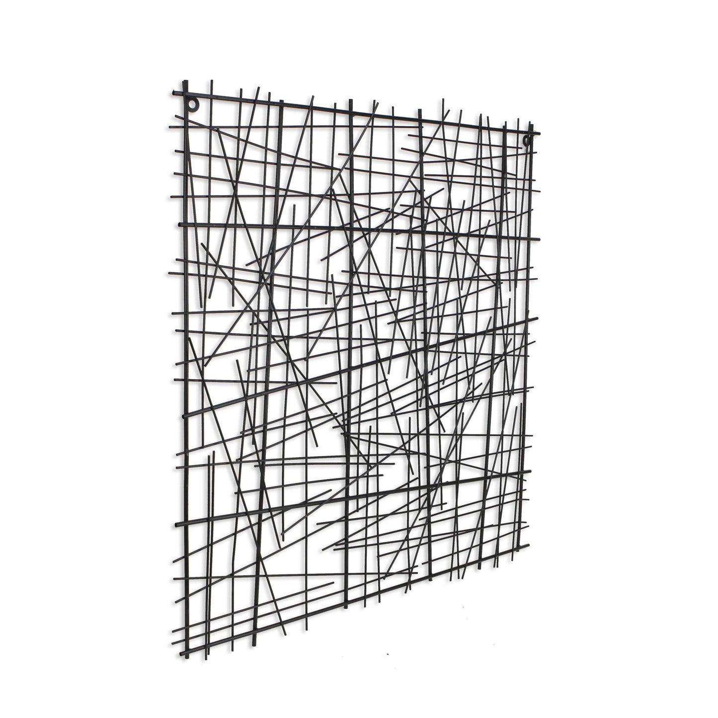 Black Handcrafted Abstract Lines Metal Hanging Dimensional Sculpture By Homeroots | Wall Decor | Modishstore - 3