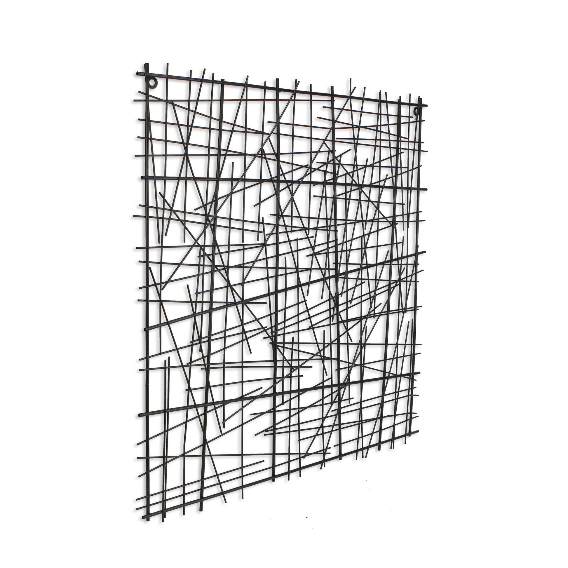 Black Handcrafted Abstract Lines Metal Hanging Dimensional Sculpture By Homeroots | Wall Decor | Modishstore - 3