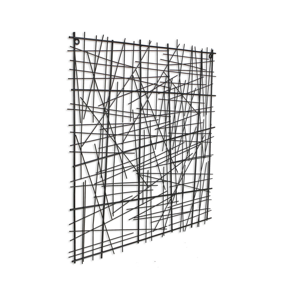 Black Handcrafted Abstract Lines Metal Hanging Dimensional Sculpture By Homeroots | Wall Decor | Modishstore - 3