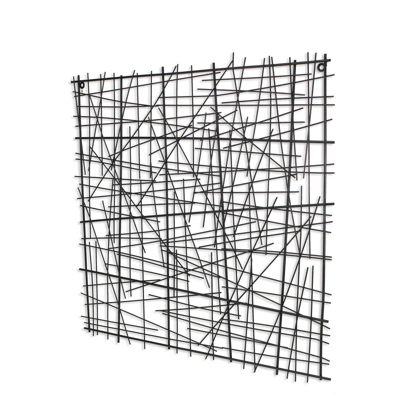 Black Handcrafted Abstract Lines Metal Hanging Dimensional Sculpture By Homeroots | Wall Decor | Modishstore - 2