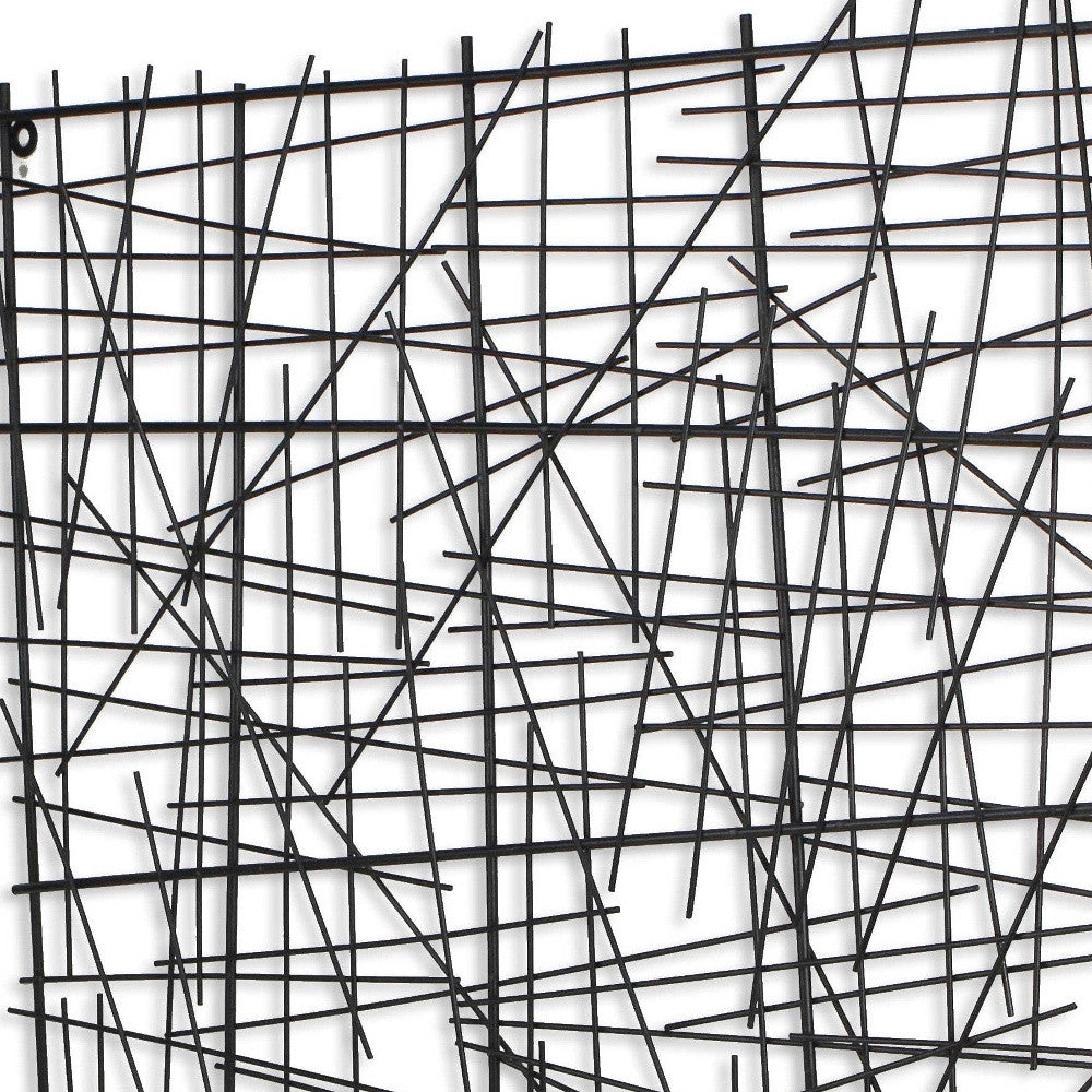 Black Handcrafted Abstract Lines Metal Hanging Dimensional Sculpture By Homeroots | Wall Decor | Modishstore - 5