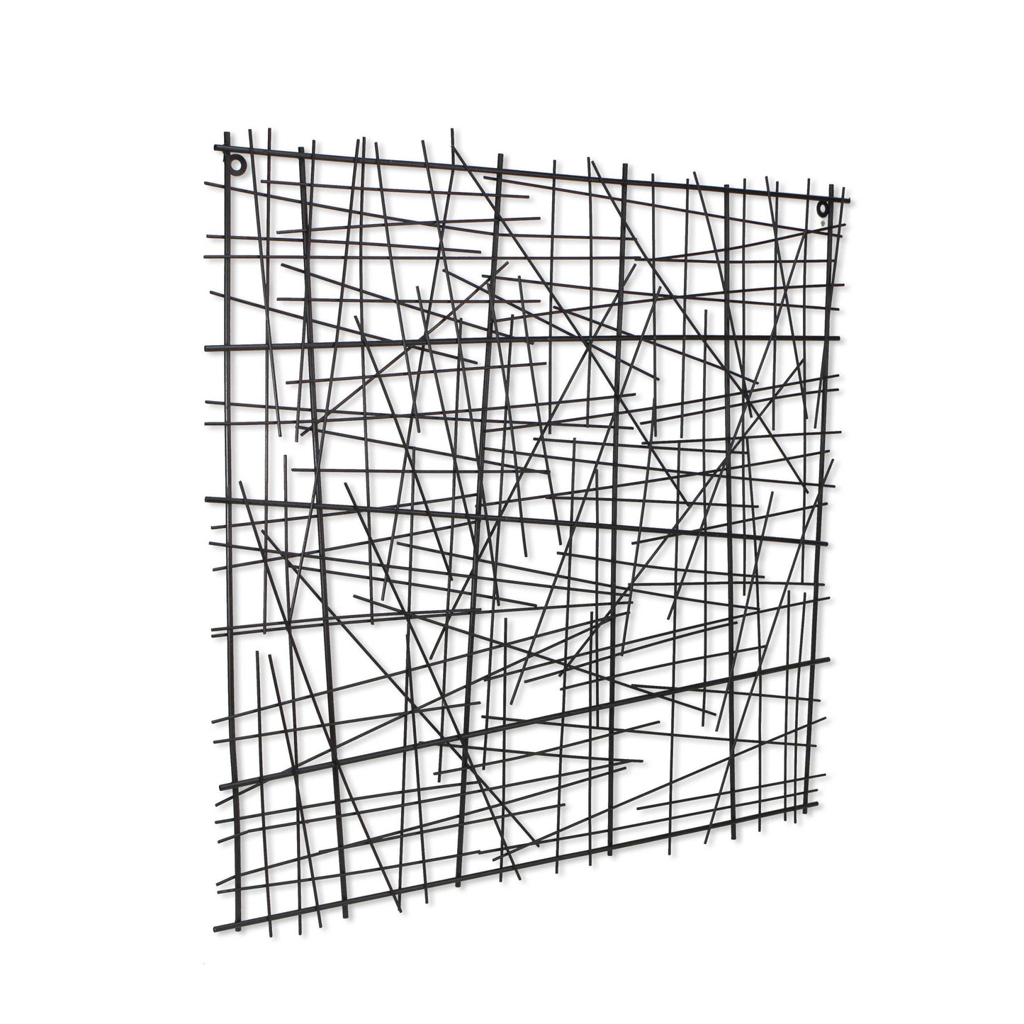 Black Handcrafted Abstract Lines Metal Hanging Dimensional Sculpture By Homeroots | Wall Decor | Modishstore - 4