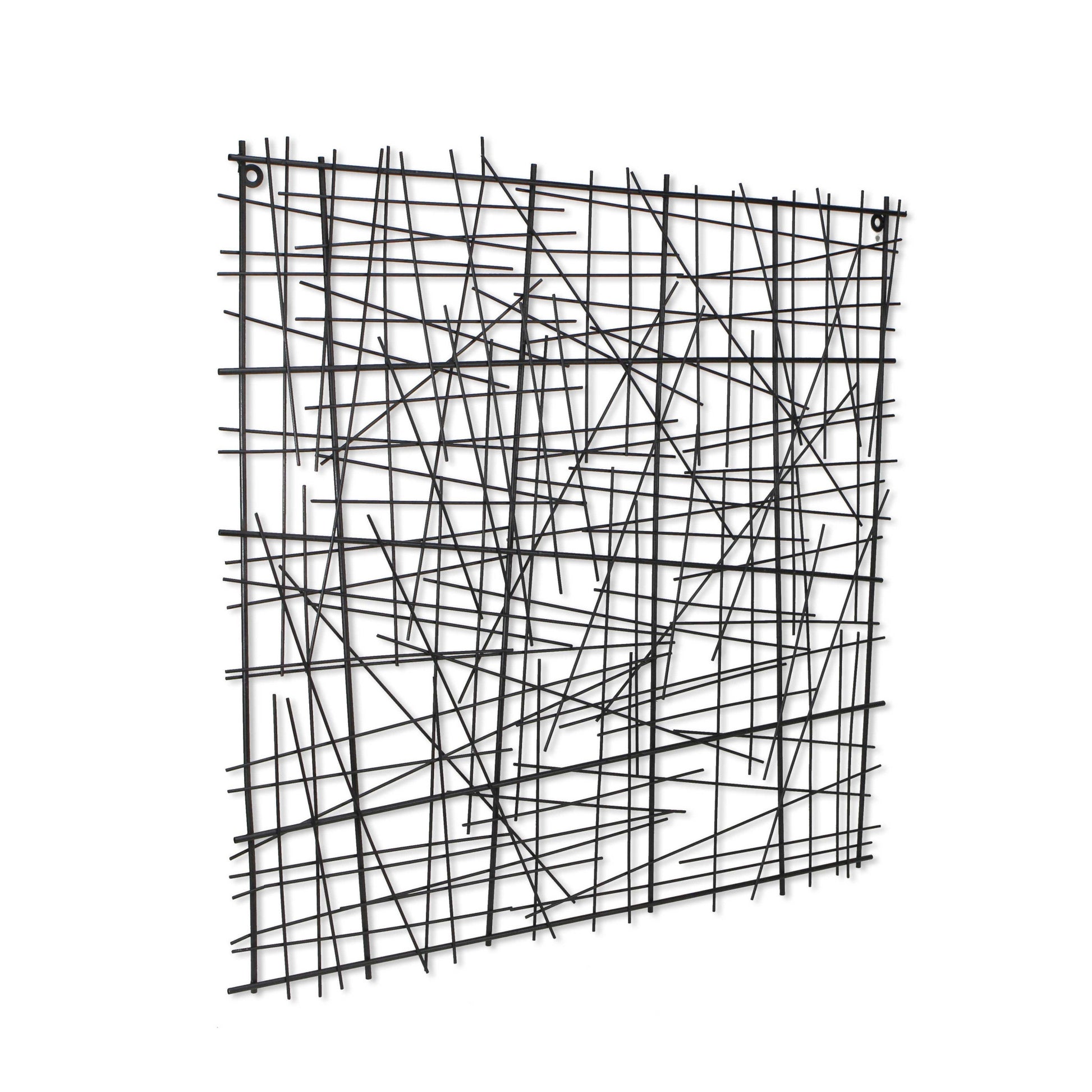 Black Handcrafted Abstract Lines Metal Hanging Dimensional Sculpture By Homeroots | Wall Decor | Modishstore - 4