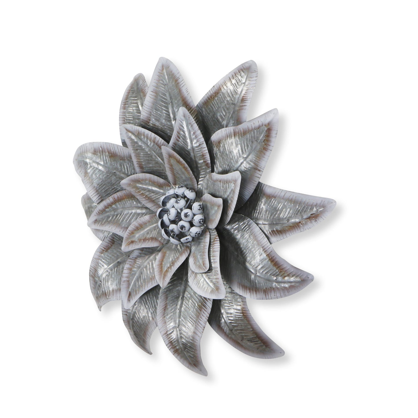 Gray and Off White Galvanized Metal Flower Hanging Dimensional Sculpture By Homeroots | Wall Decor | Modishstore - 3