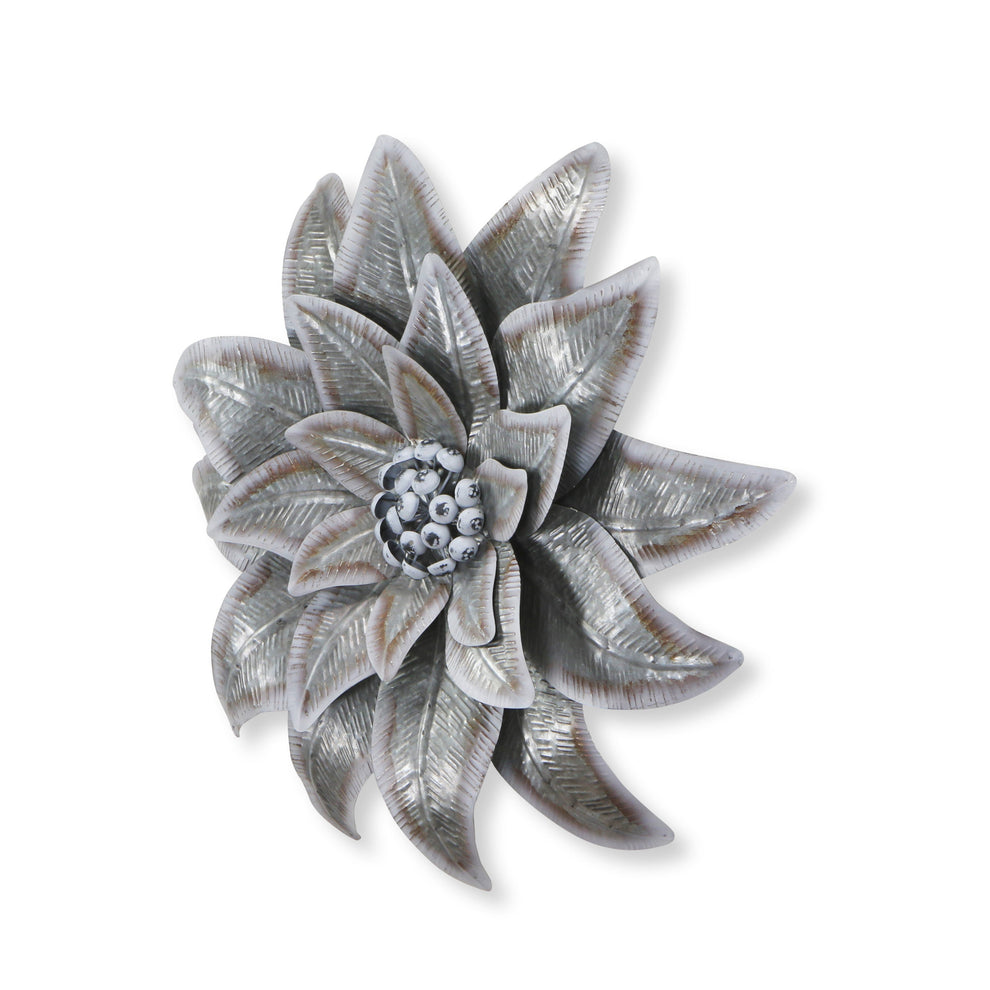 Gray and Off White Galvanized Metal Flower Hanging Dimensional Sculpture By Homeroots | Wall Decor | Modishstore - 3