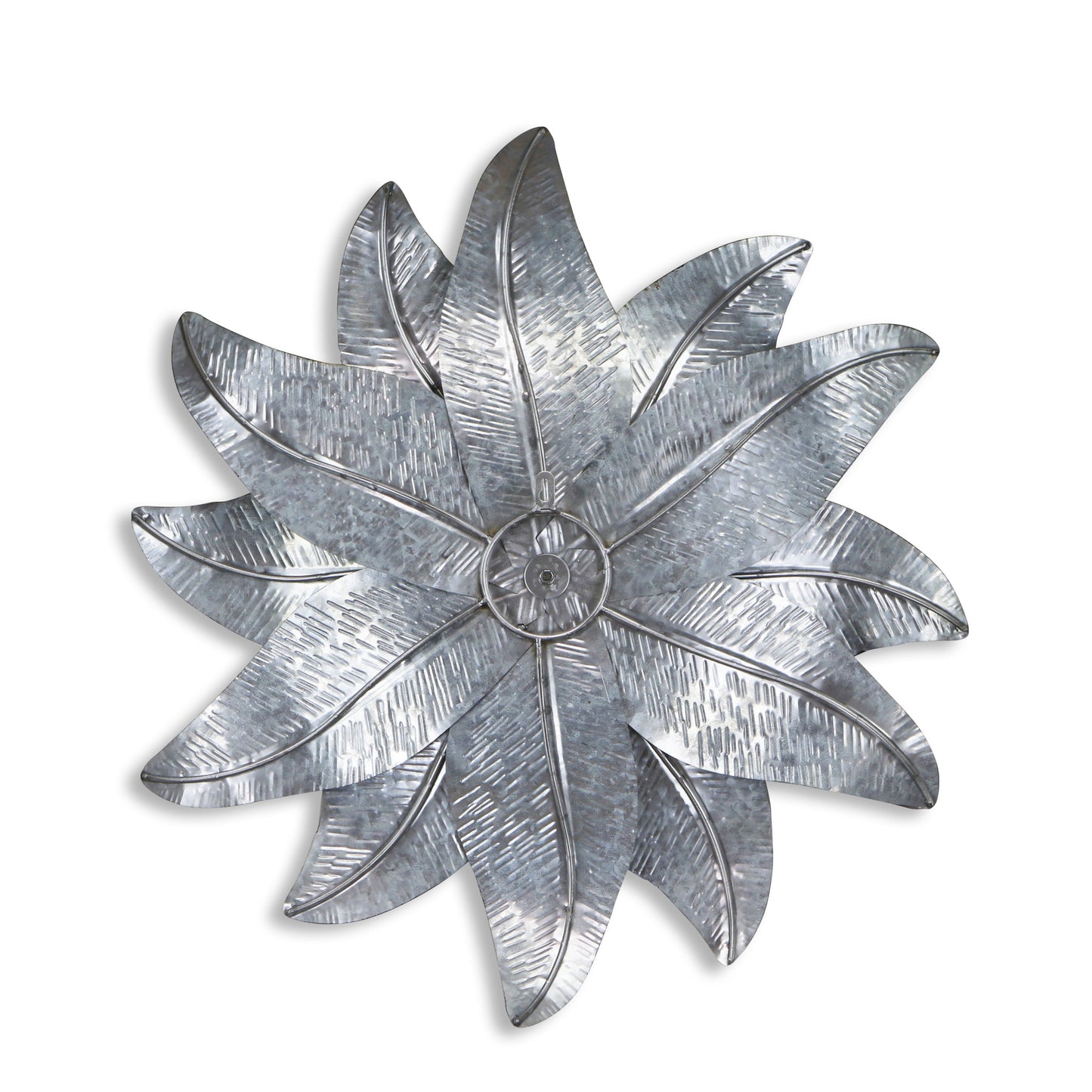 Gray and Off White Galvanized Metal Flower Hanging Dimensional Sculpture By Homeroots | Wall Decor | Modishstore - 4