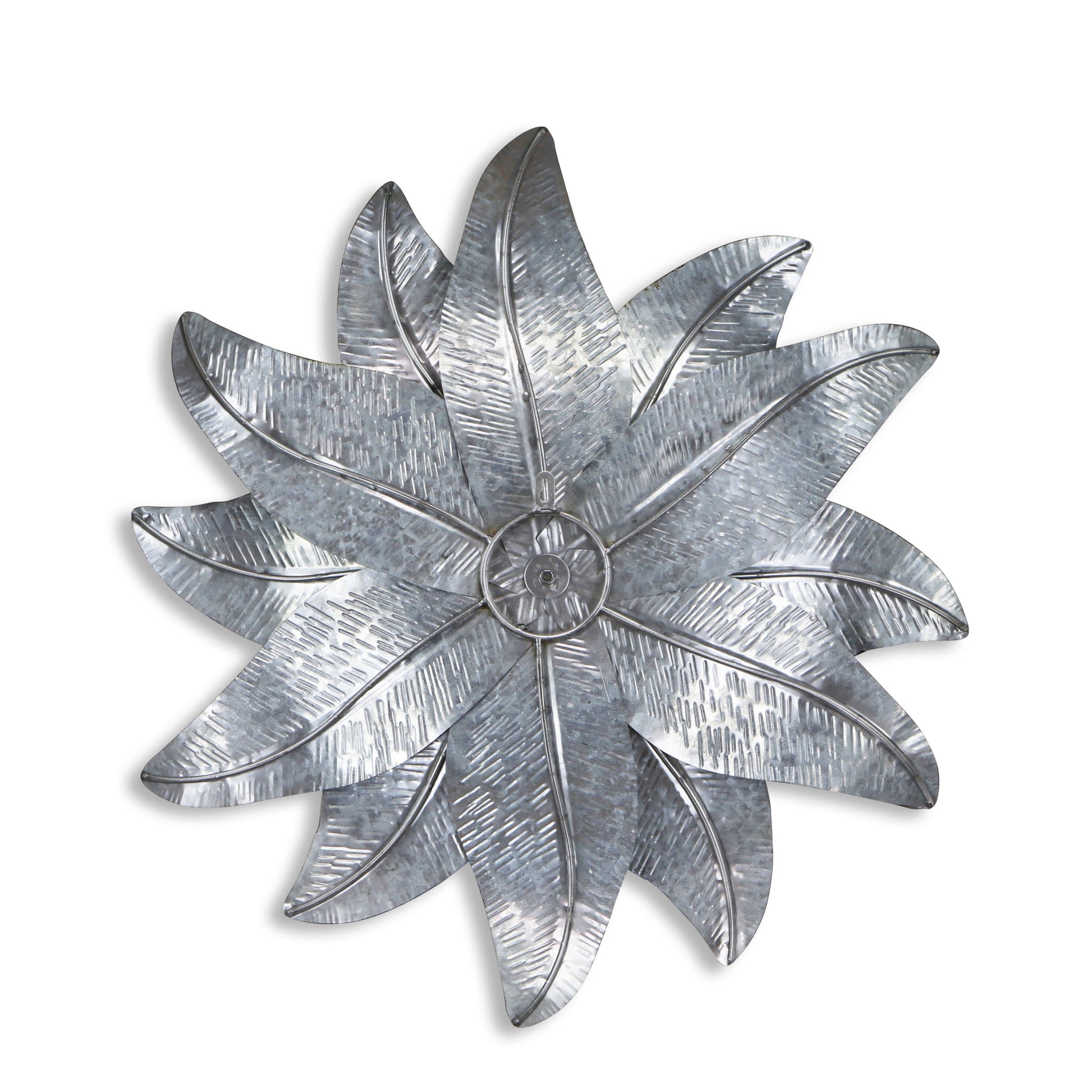 Gray and Off White Galvanized Metal Flower Hanging Dimensional Sculpture By Homeroots | Wall Decor | Modishstore - 4