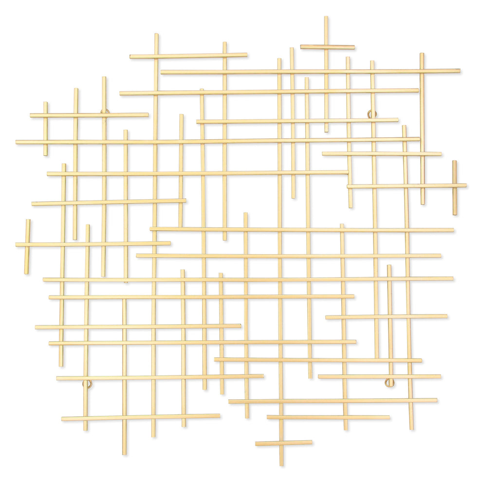 Gold Metal Abstract Lines Hanging Dimensional Sculpture By Homeroots | Wall Decor | Modishstore - 3