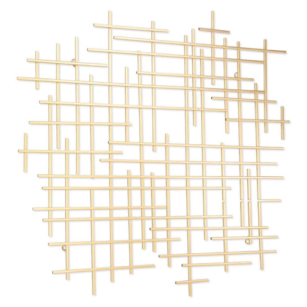 Gold Metal Abstract Lines Hanging Dimensional Sculpture By Homeroots | Wall Decor | Modishstore - 2