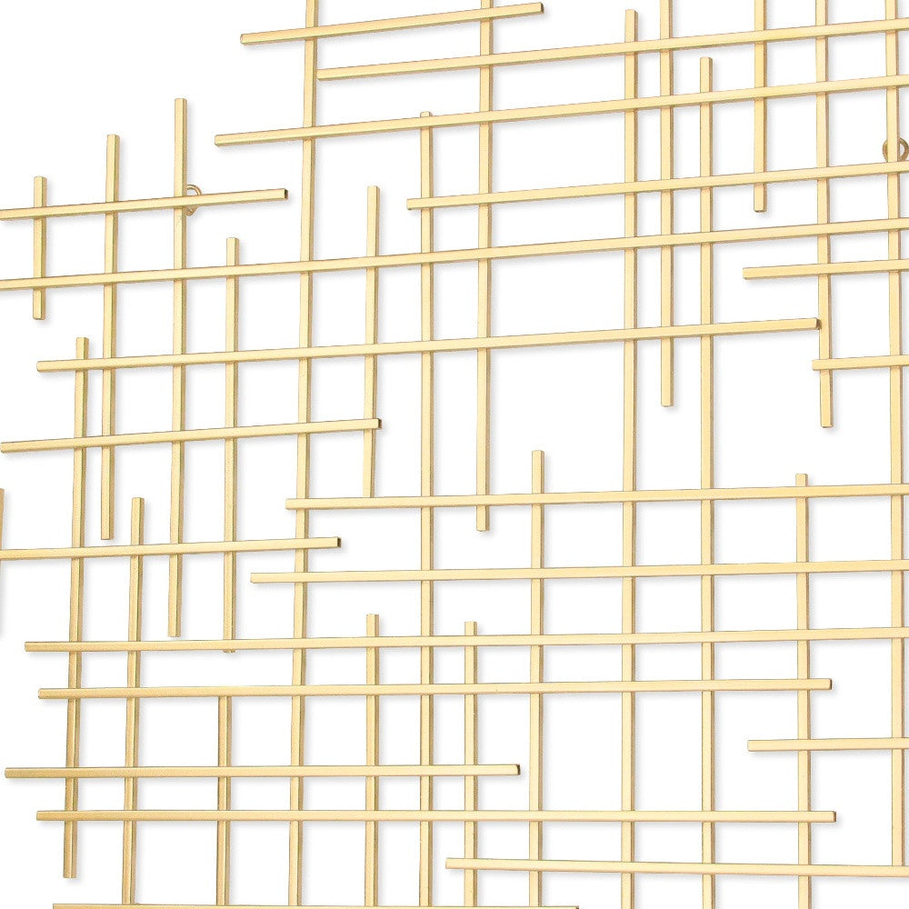 Gold Metal Abstract Lines Hanging Dimensional Sculpture By Homeroots | Wall Decor | Modishstore - 8