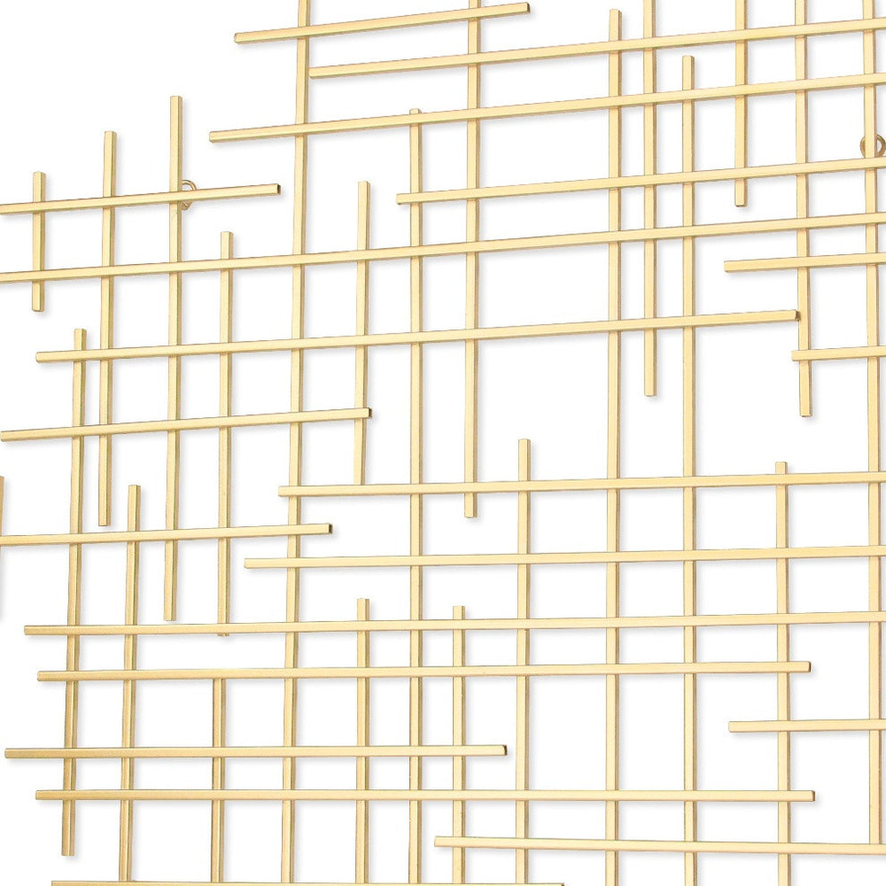 Gold Metal Abstract Lines Hanging Dimensional Sculpture By Homeroots | Wall Decor | Modishstore - 8
