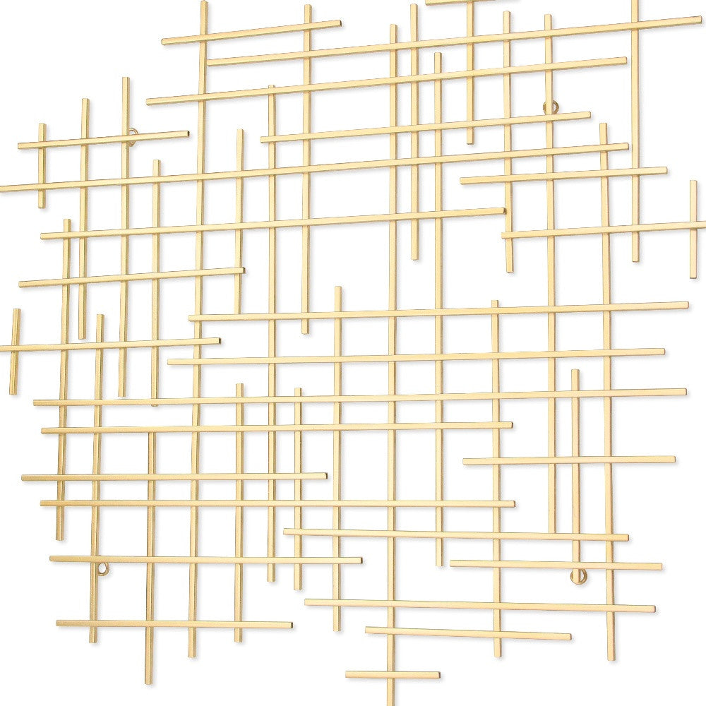 Gold Metal Abstract Lines Hanging Dimensional Sculpture By Homeroots | Wall Decor | Modishstore - 5