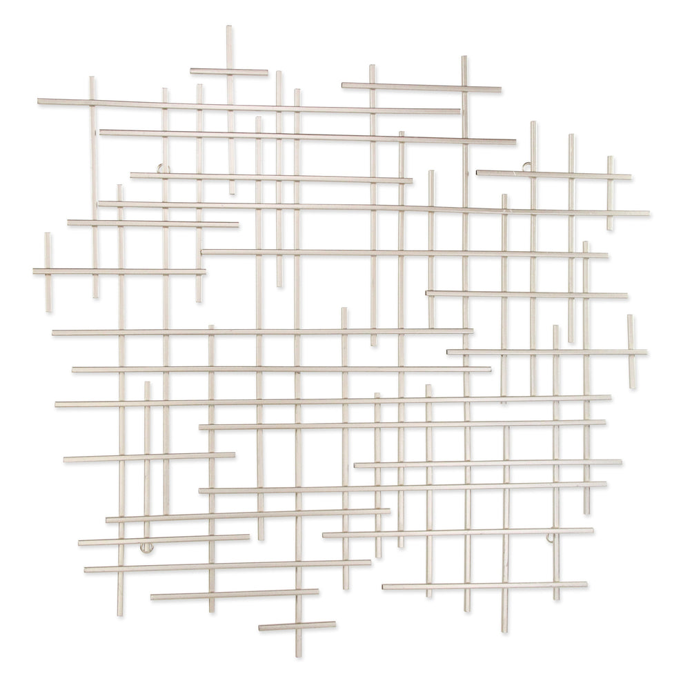 Silver Metal Abstract Lines Hanging Dimensional Sculpture By Homeroots | Wall Decor | Modishstore - 2