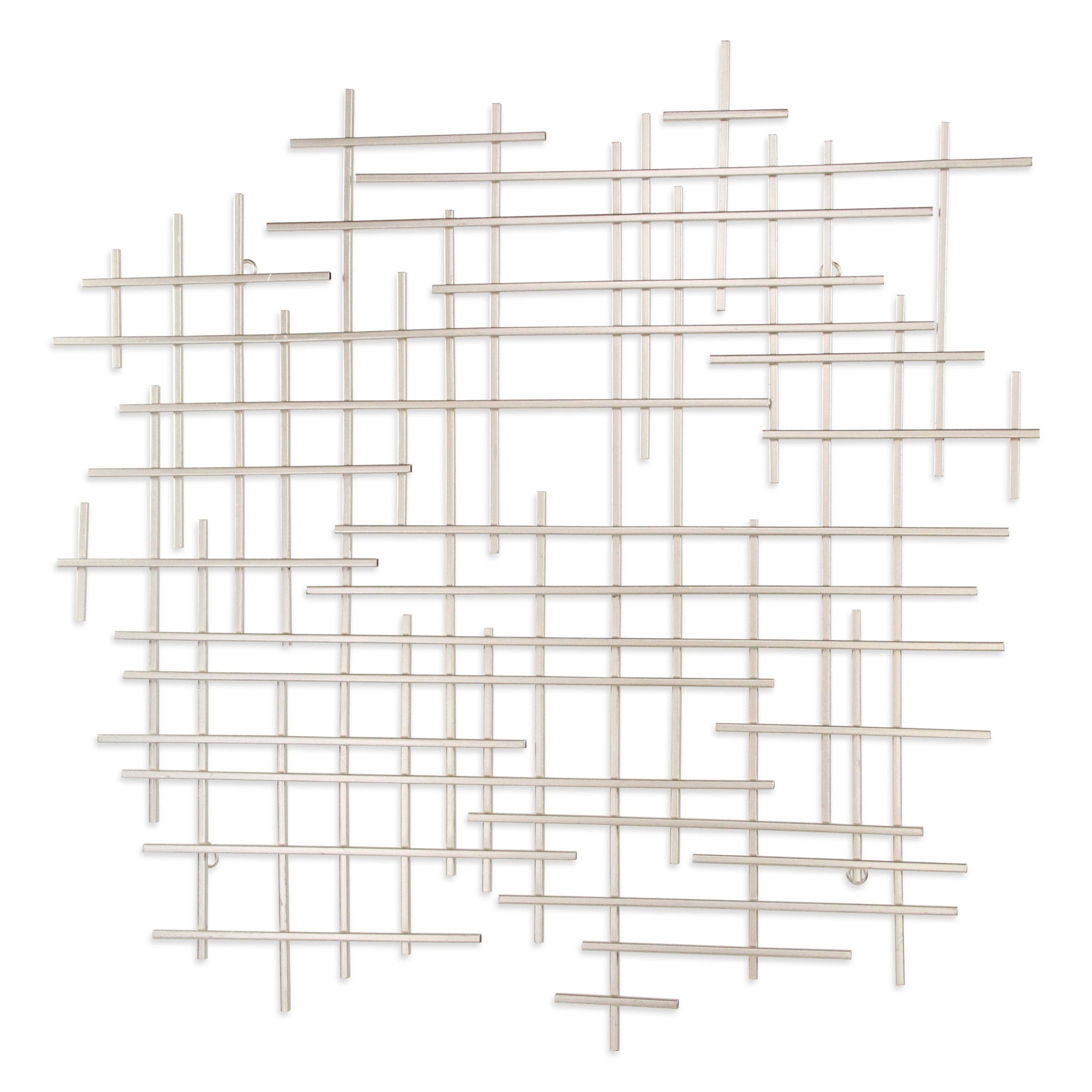 Silver Metal Abstract Lines Hanging Dimensional Sculpture By Homeroots | Wall Decor | Modishstore - 1