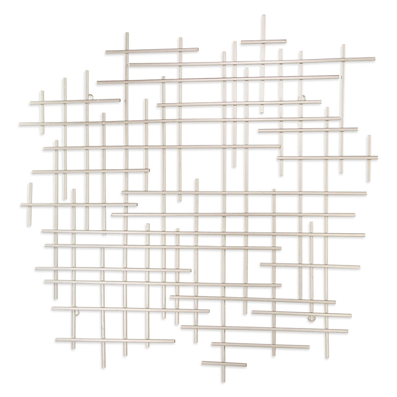 Silver Metal Abstract Lines Hanging Dimensional Sculpture By Homeroots | Wall Decor | Modishstore - 1
