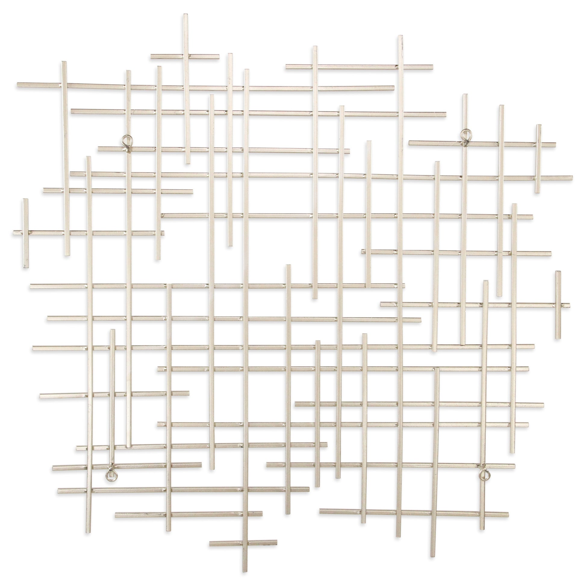 Silver Metal Abstract Lines Hanging Dimensional Sculpture By Homeroots | Wall Decor | Modishstore - 3