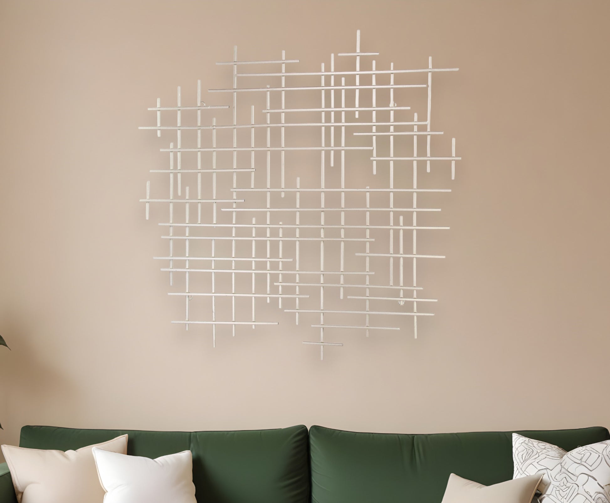 Silver Metal Abstract Lines Hanging Dimensional Sculpture By Homeroots | Wall Decor | Modishstore - 4