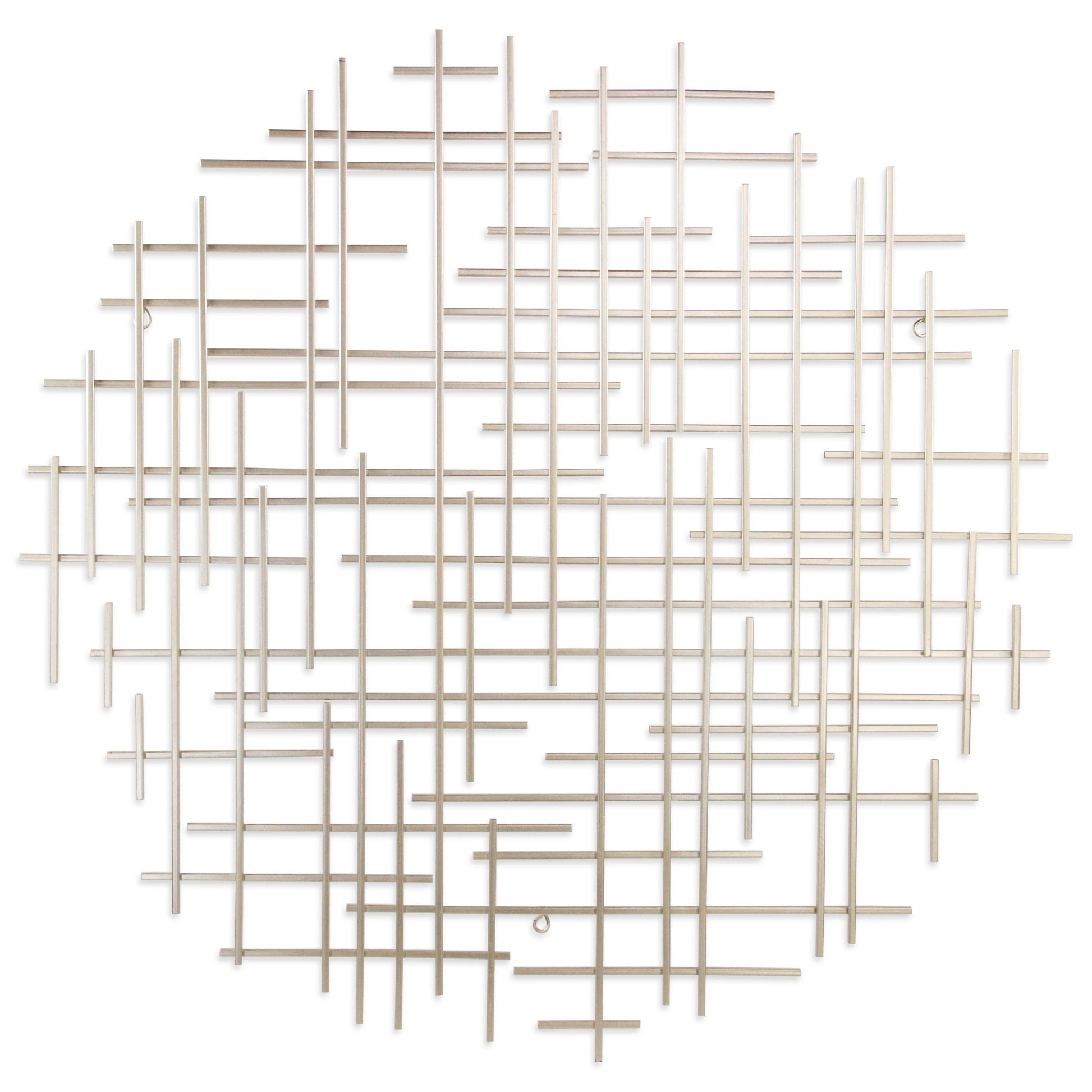 Silver Metal Abstract Lines Round Hanging Dimensional Sculpture By Homeroots | Wall Decor | Modishstore - 3