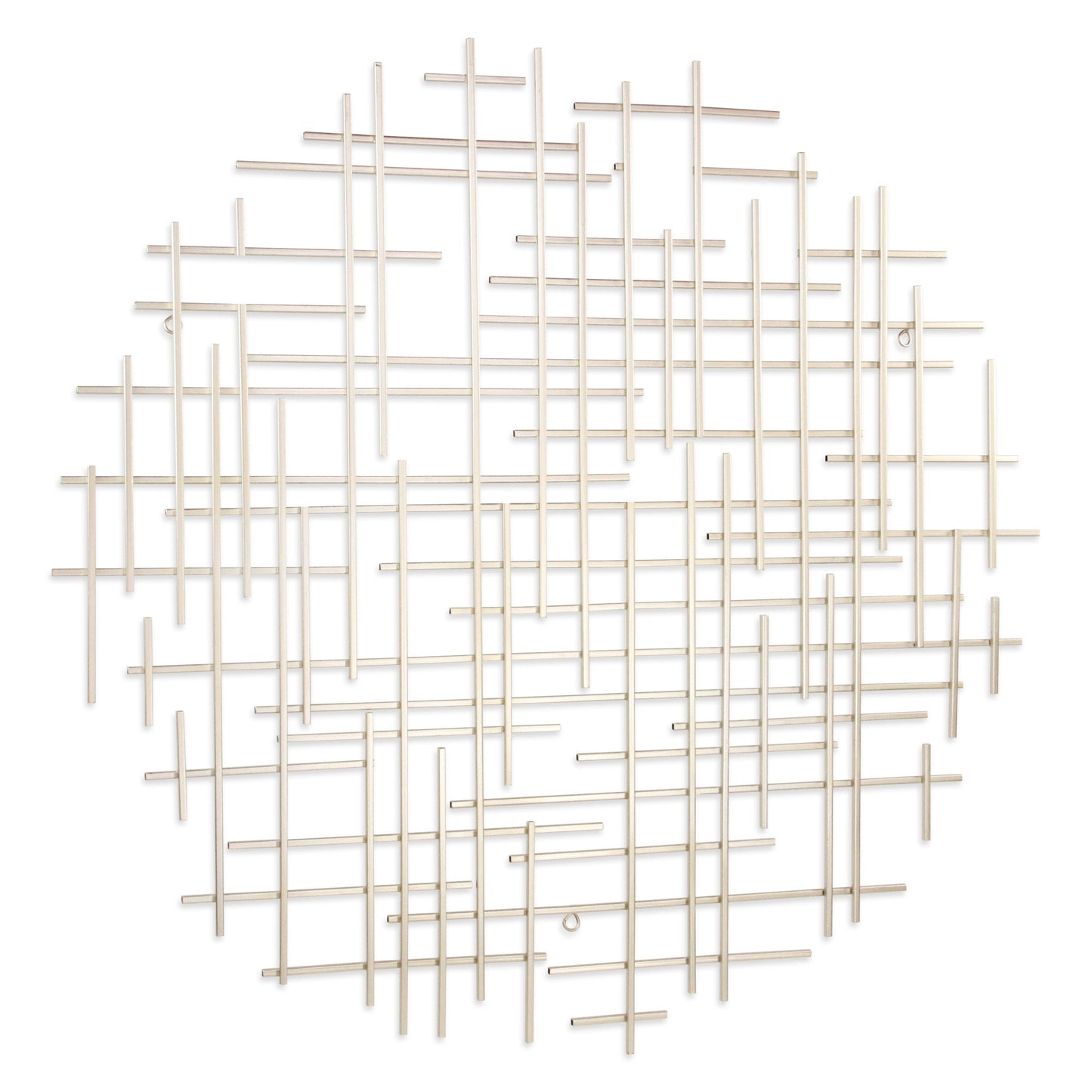 Silver Metal Abstract Lines Round Hanging Dimensional Sculpture By Homeroots | Wall Decor | Modishstore - 2