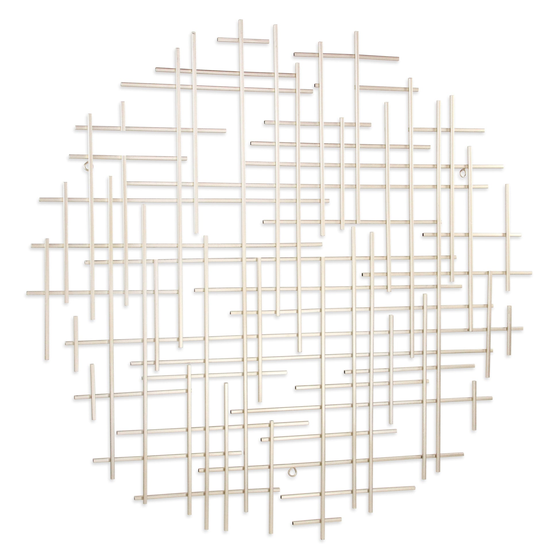 Silver Metal Abstract Lines Round Hanging Dimensional Sculpture By Homeroots | Wall Decor | Modishstore - 2