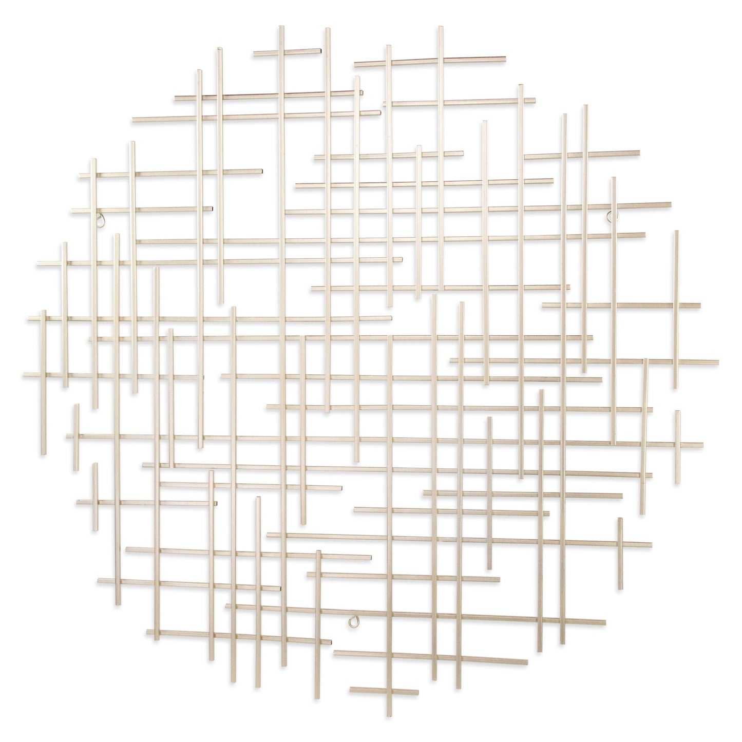 Silver Metal Abstract Lines Round Hanging Dimensional Sculpture By Homeroots | Wall Decor | Modishstore - 4
