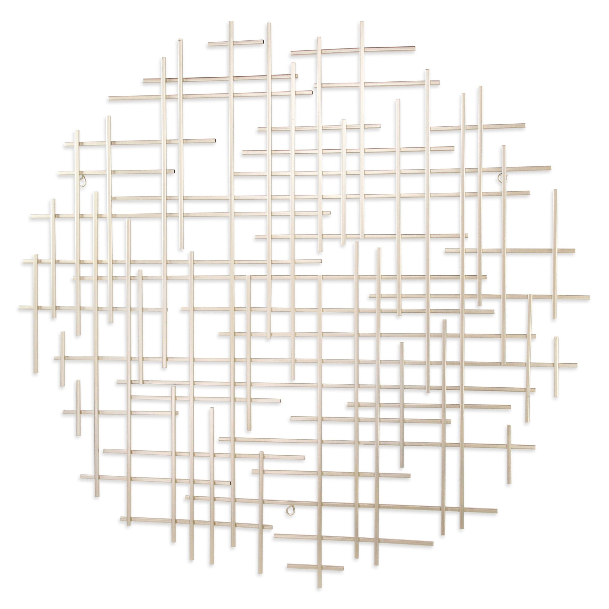 Silver Metal Abstract Lines Round Hanging Dimensional Sculpture By Homeroots | Wall Decor | Modishstore - 4