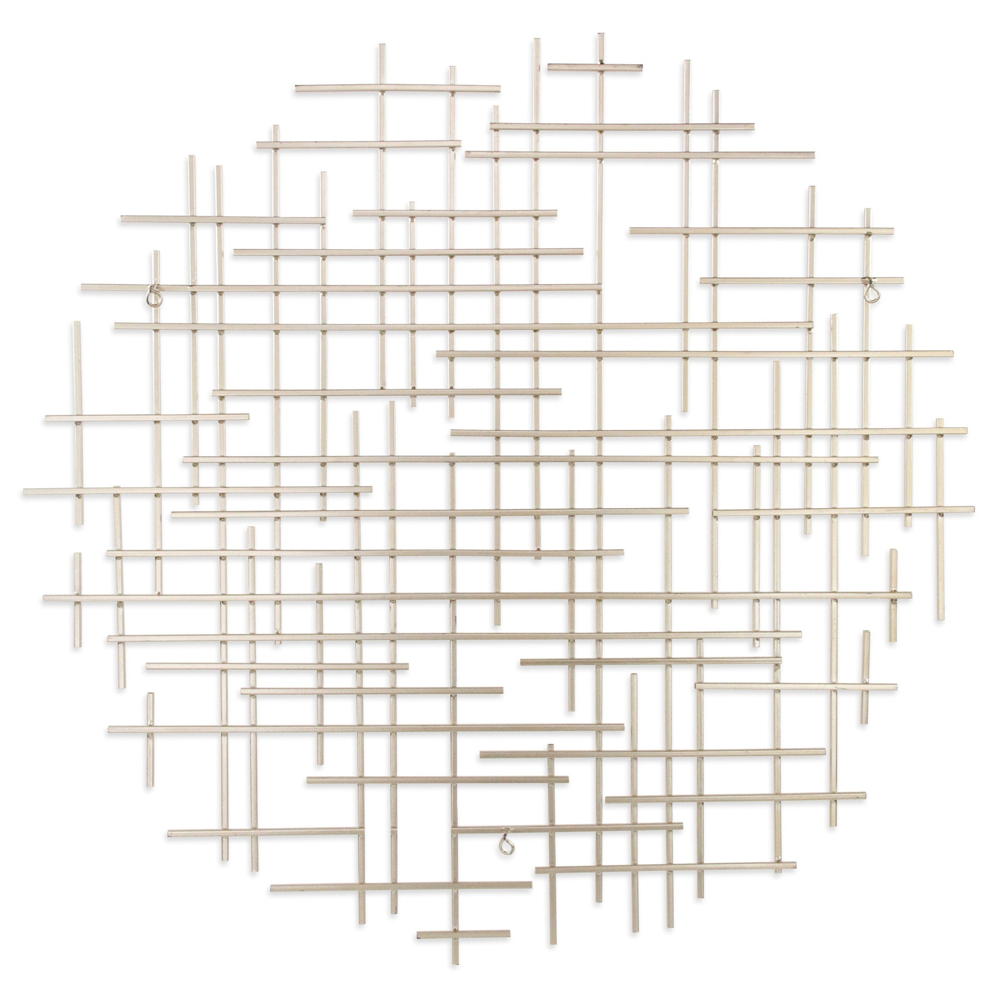 Silver Metal Abstract Lines Round Hanging Dimensional Sculpture By Homeroots | Wall Decor | Modishstore - 5