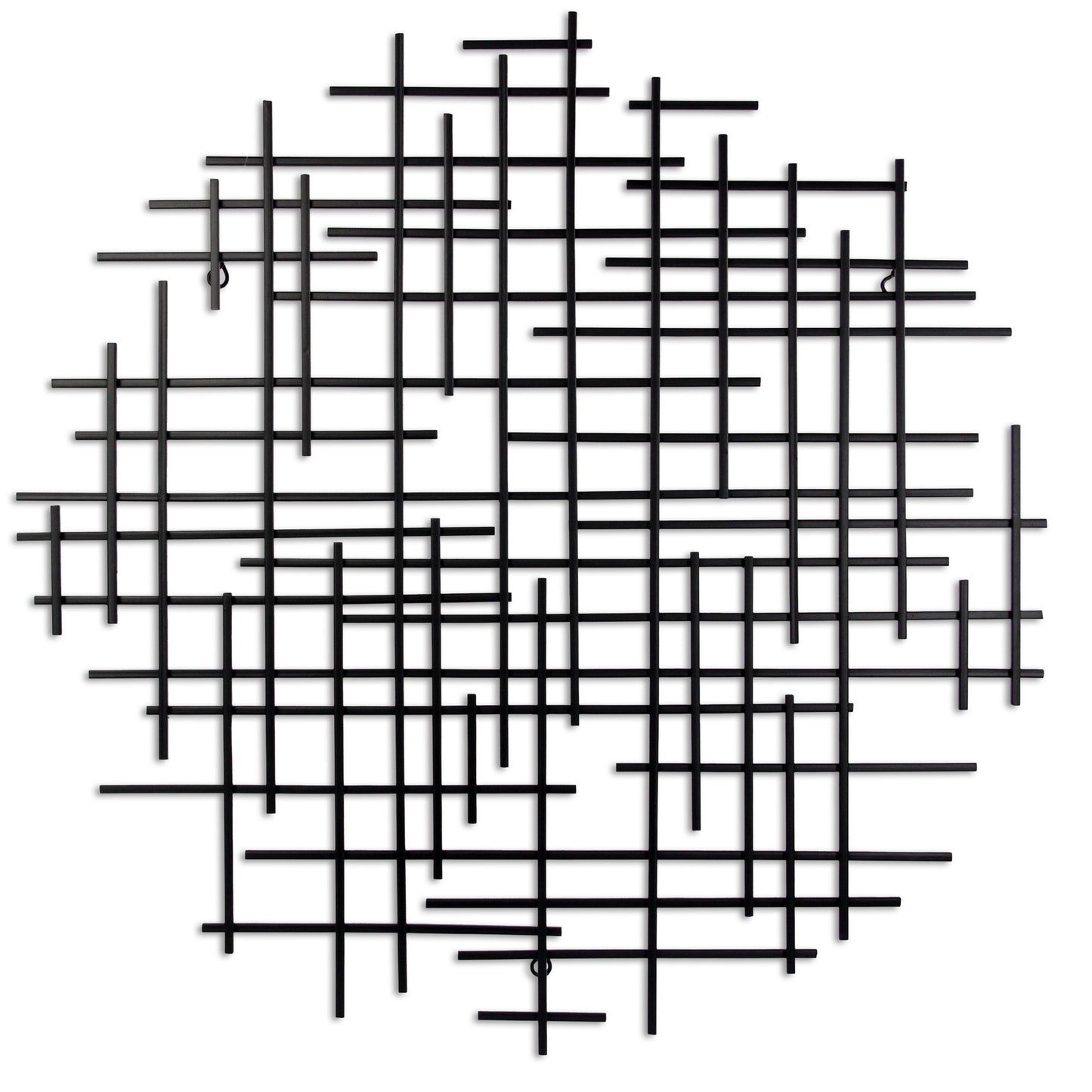Black Metal Abstract Lines Round Hanging Dimensional Sculpture By Homeroots | Wall Decor | Modishstore - 6