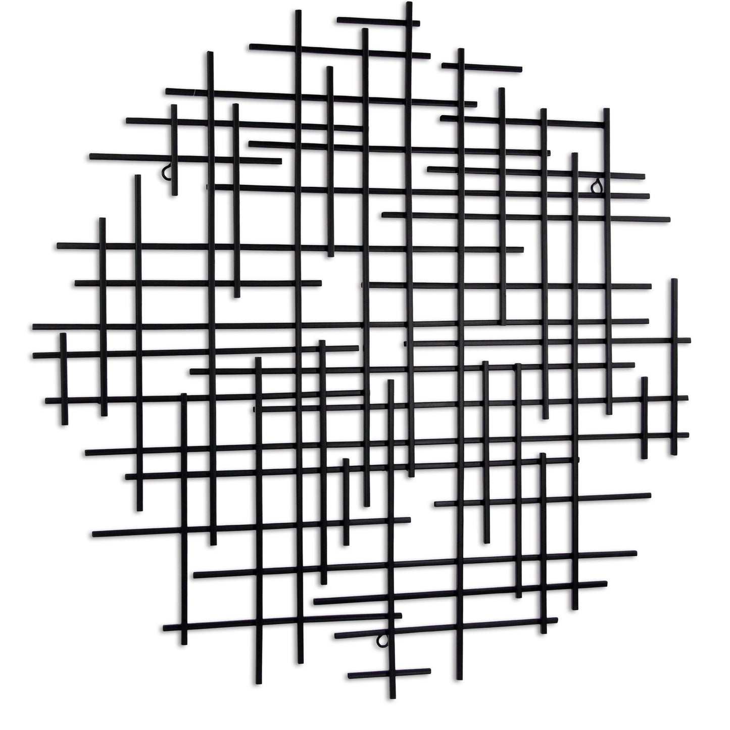 Black Metal Abstract Lines Round Hanging Dimensional Sculpture By Homeroots | Wall Decor | Modishstore - 2
