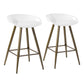 Set of Two White And Bronze Steel Low Back Counter Height Bar Chairs By Homeroots | Bar Stools | Modishstore - 2