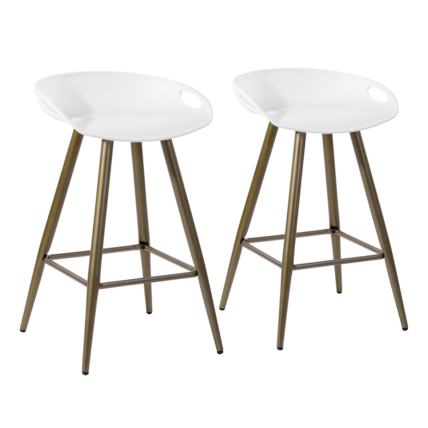 Set of Two White And Bronze Steel Low Back Counter Height Bar Chairs By Homeroots | Bar Stools | Modishstore - 2