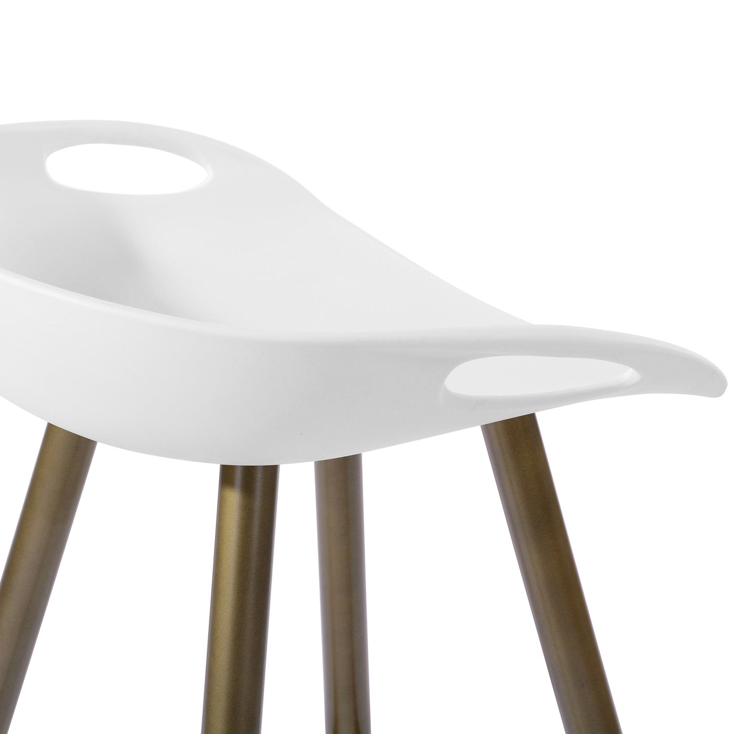 Set of Two White And Bronze Steel Low Back Counter Height Bar Chairs By Homeroots | Bar Stools | Modishstore - 6