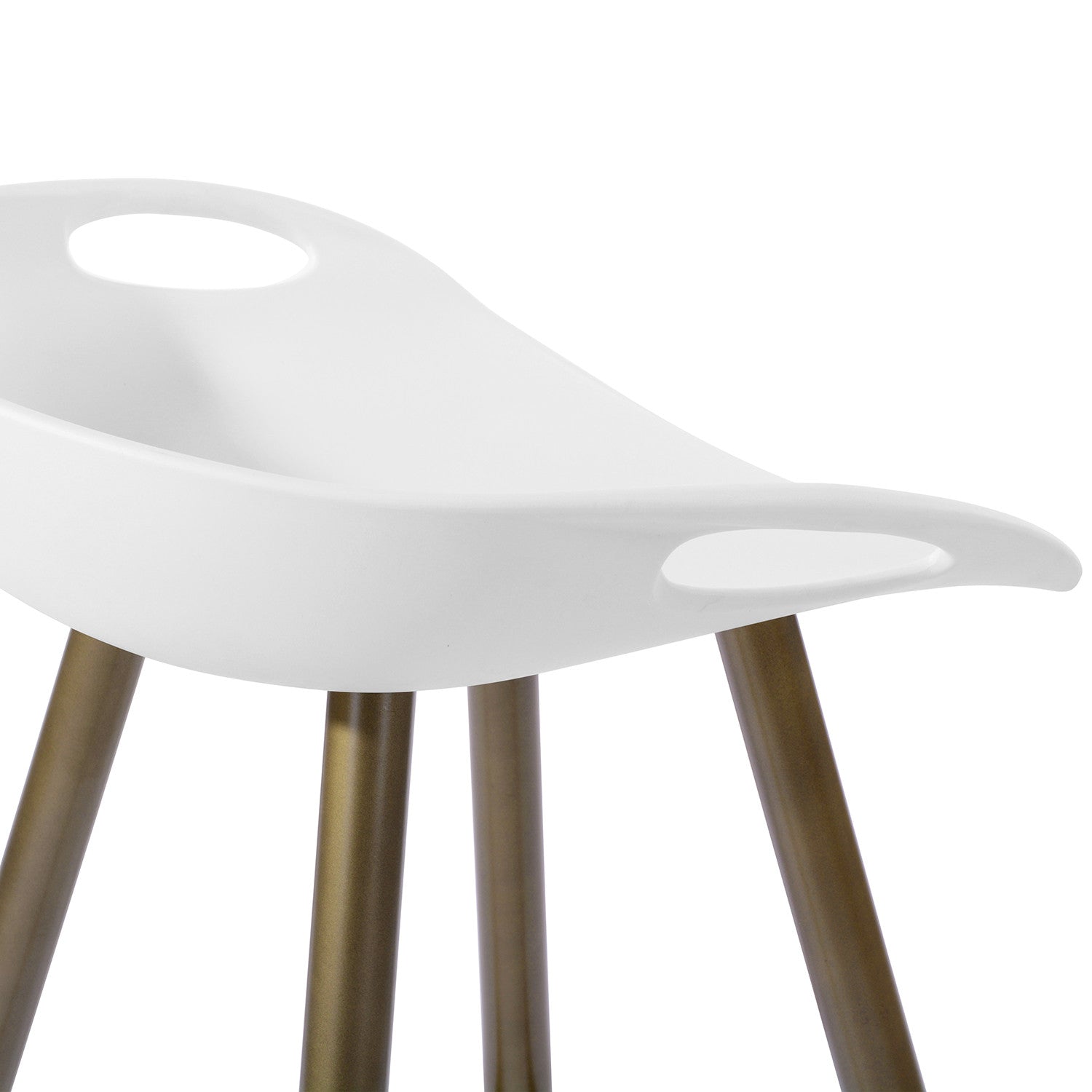 Set of Two White And Bronze Steel Low Back Counter Height Bar Chairs By Homeroots | Bar Stools | Modishstore - 6