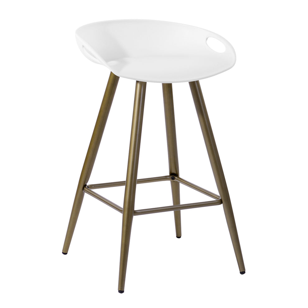 Set of Two White And Bronze Steel Low Back Counter Height Bar Chairs By Homeroots | Bar Stools | Modishstore - 8