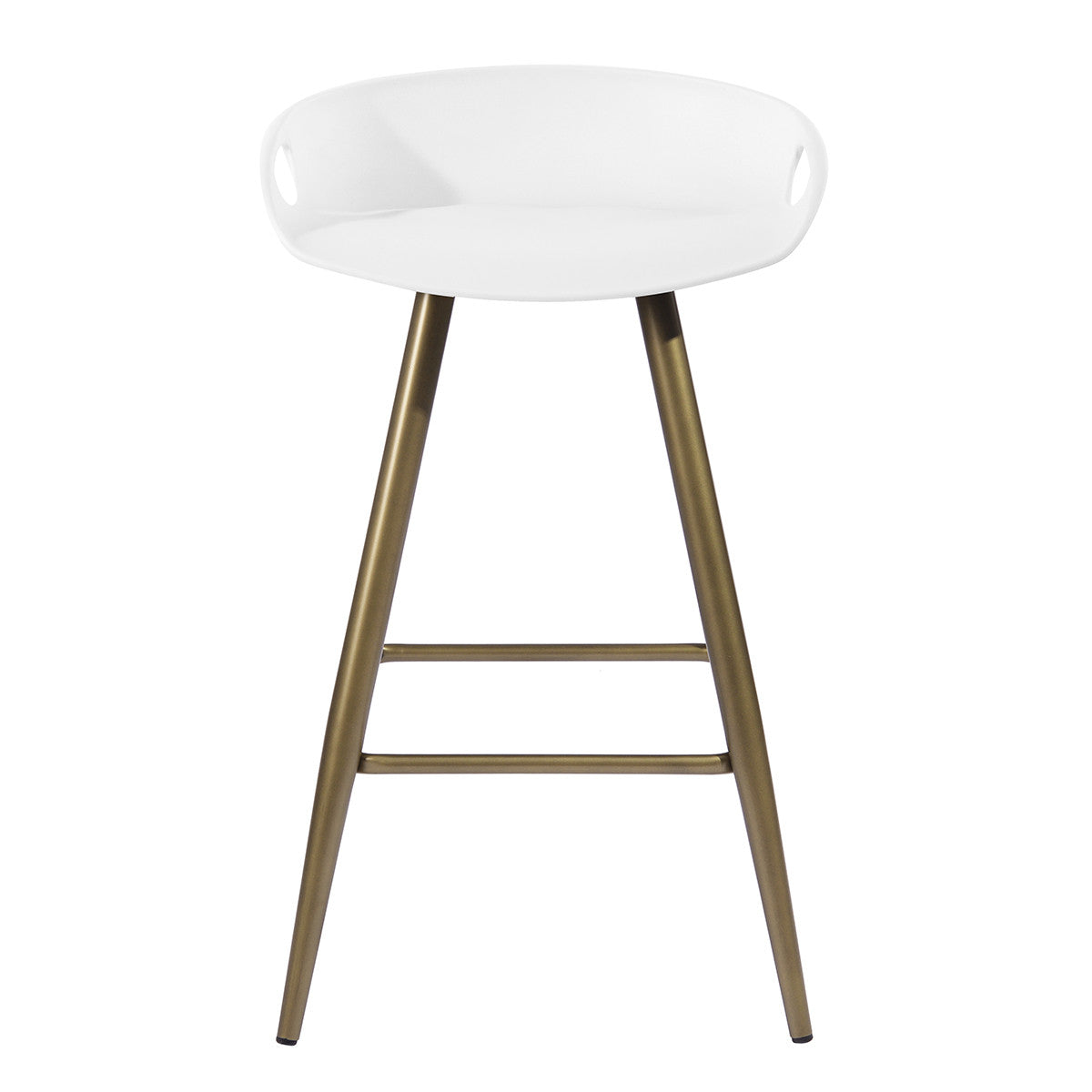 Set of Two White And Bronze Steel Low Back Counter Height Bar Chairs By Homeroots | Bar Stools | Modishstore - 5