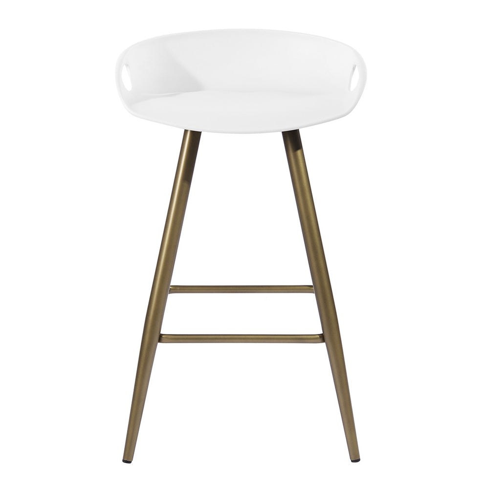 Set of Two White And Bronze Steel Low Back Counter Height Bar Chairs By Homeroots | Bar Stools | Modishstore - 5