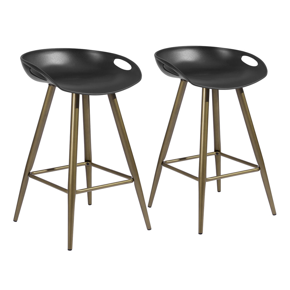 Set of Two Black And Bronze Steel Backless Counter Height Bar Chairs By Homeroots | Bar Stools | Modishstore - 2
