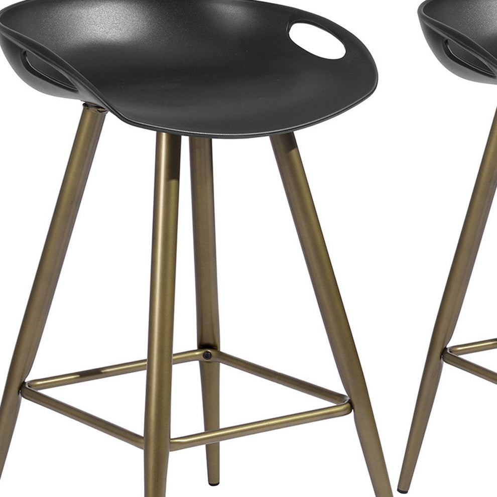 Set of Two Black And Bronze Steel Backless Counter Height Bar Chairs By Homeroots | Bar Stools | Modishstore - 3