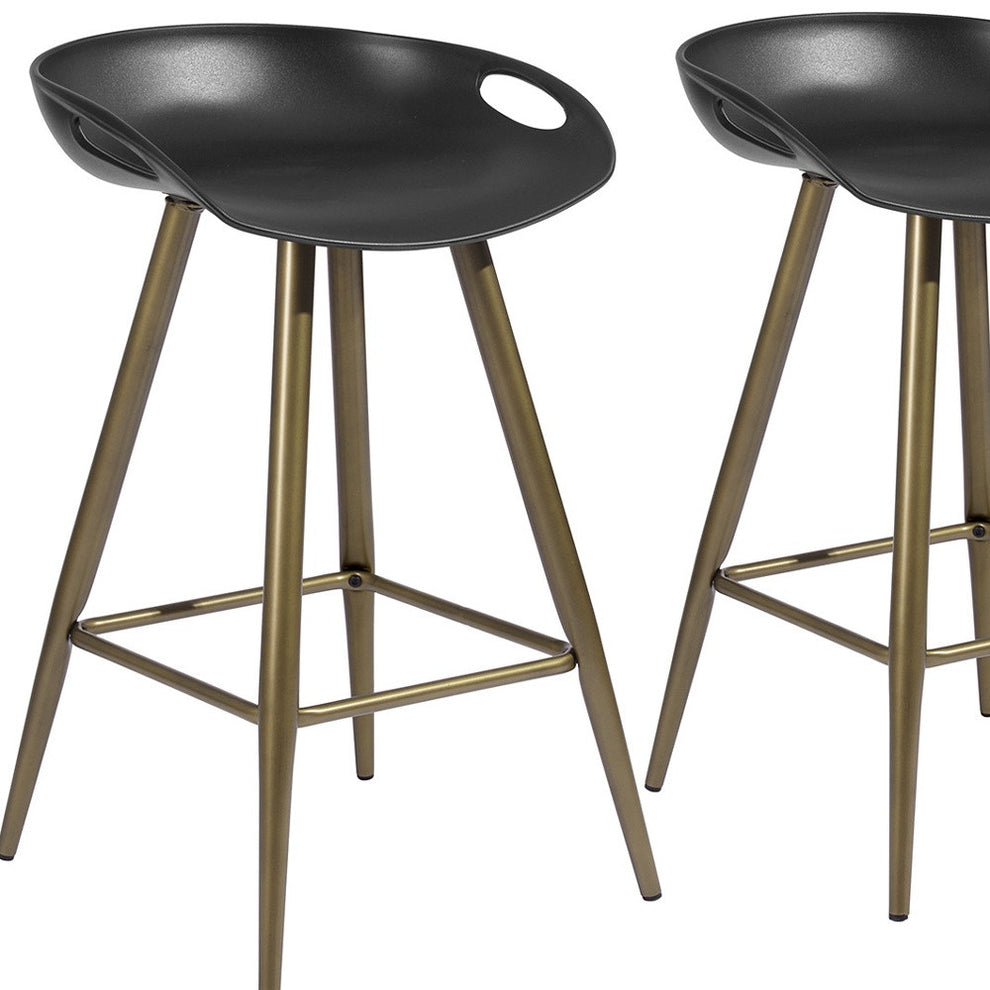Set of Two Black And Bronze Steel Backless Counter Height Bar Chairs By Homeroots | Bar Stools | Modishstore - 4