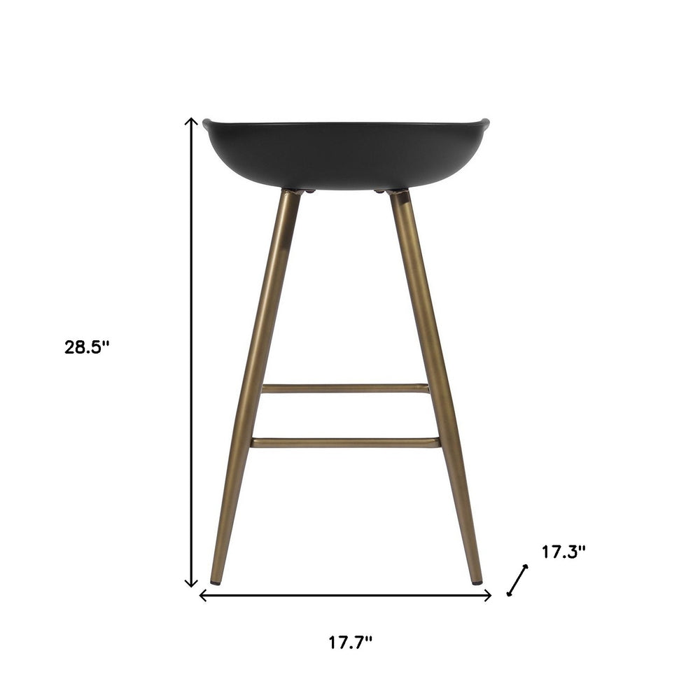 Set of Two Black And Bronze Steel Backless Counter Height Bar Chairs By Homeroots | Bar Stools | Modishstore - 6