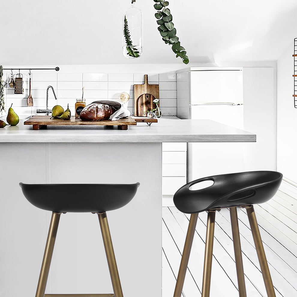 Set of Two Black And Bronze Steel Backless Counter Height Bar Chairs By Homeroots | Bar Stools | Modishstore - 8