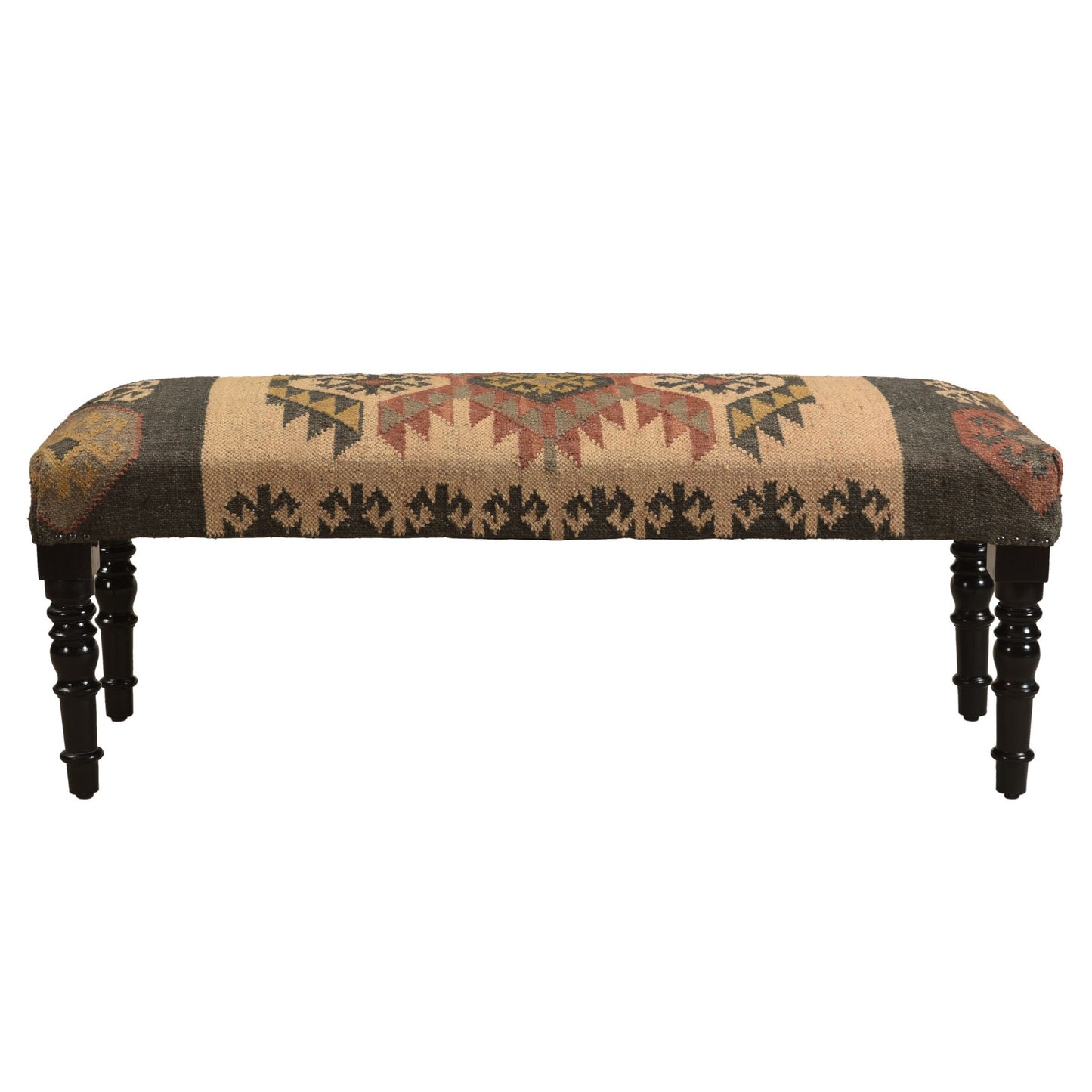 Shades of Brown Black Leg Southwest Upholstered Bench By Homeroots | Benches | Modishstore - 2
