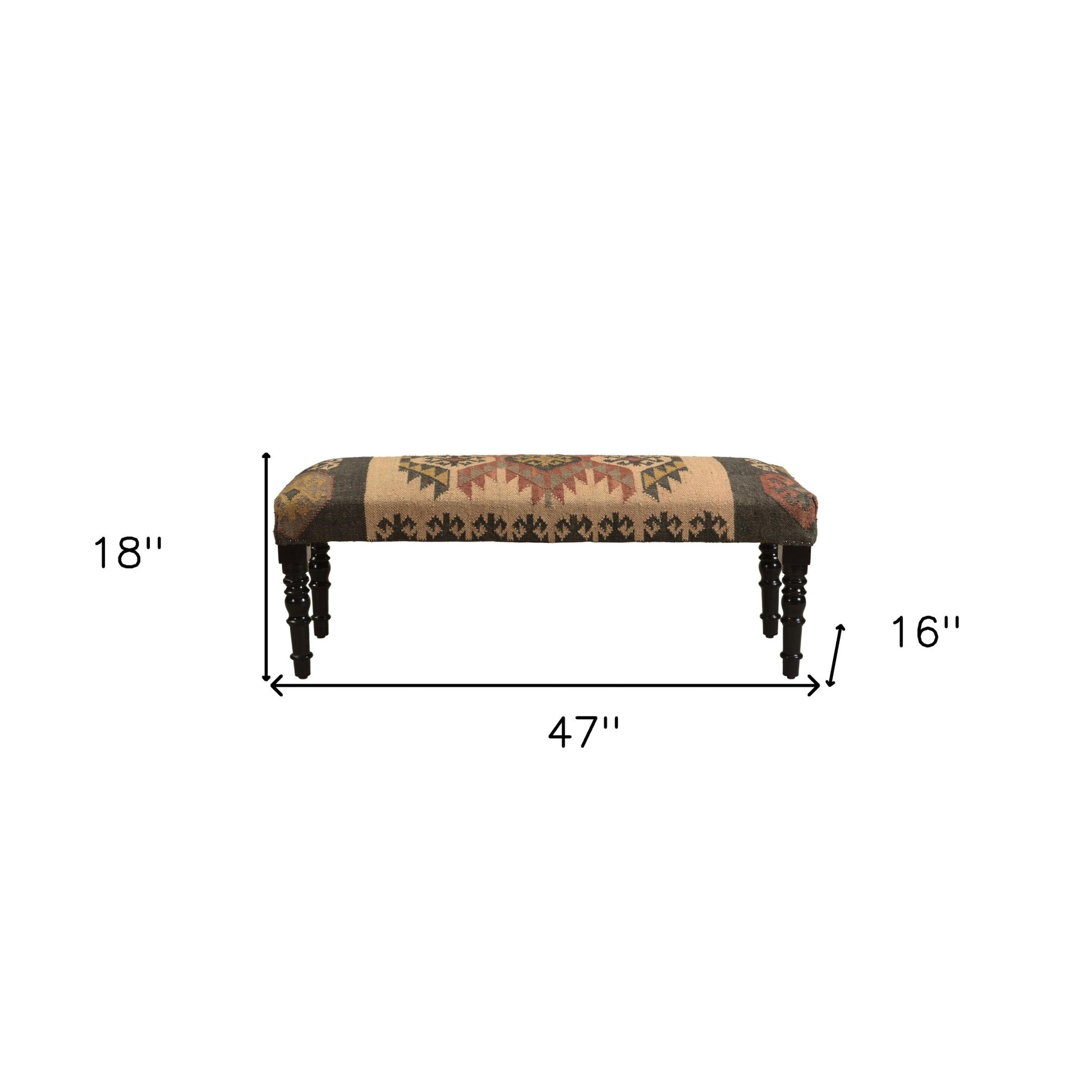 Shades of Brown Black Leg Southwest Upholstered Bench By Homeroots | Benches | Modishstore - 8