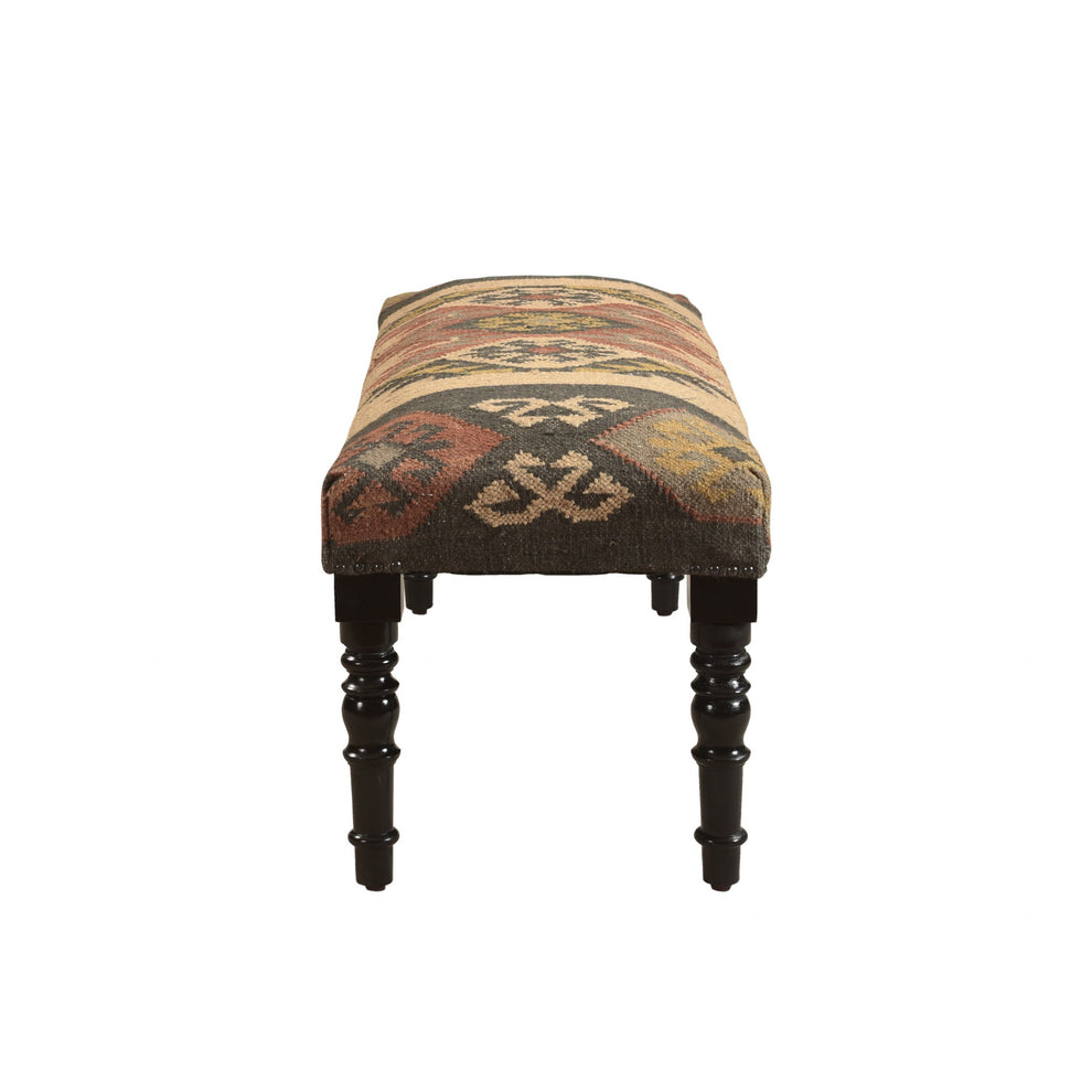 Shades of Brown Black Leg Southwest Upholstered Bench By Homeroots | Benches | Modishstore - 4