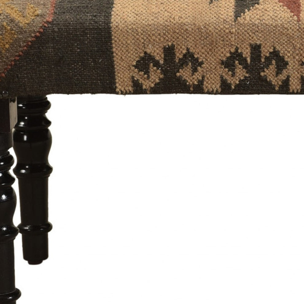 Shades of Brown Black Leg Southwest Upholstered Bench By Homeroots | Benches | Modishstore - 5